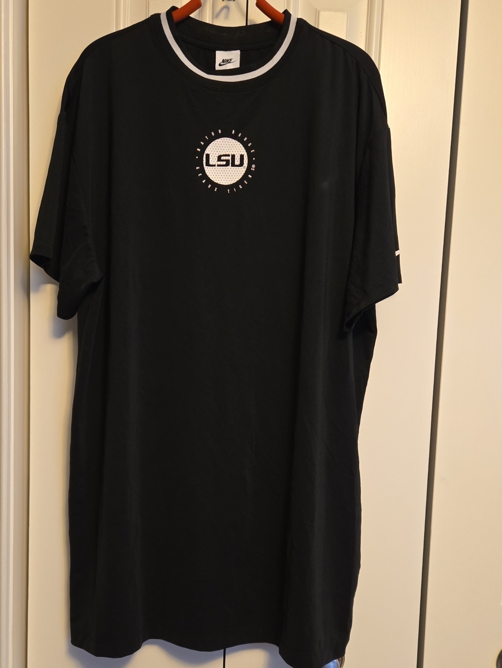 Nike Black LSU Women's Short Sleeve Logo T-shirt Dress with White Trim